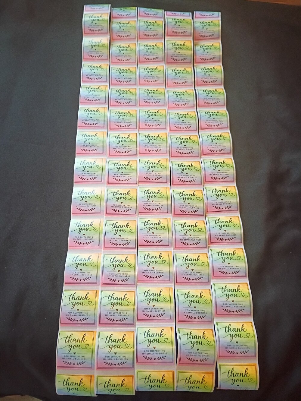 56 Pcs Rainbow Thank You For Supporting My Small Business Stickers 2x2